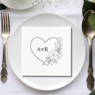 Personalized Minimal Greenery Floral Wedding Paper Napkins