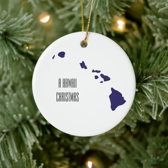 Personalized Minimal Hawaii Christmas Ornament (Tree)