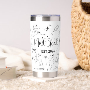 Personalized Minimal Line Nail Tech Name Art Insulated Tumbler