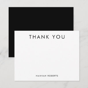 Personalized Minimal Modern Black and White Thank You Card