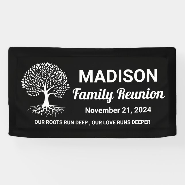 personalized minimal modern black family reunion banner (Horizontal)