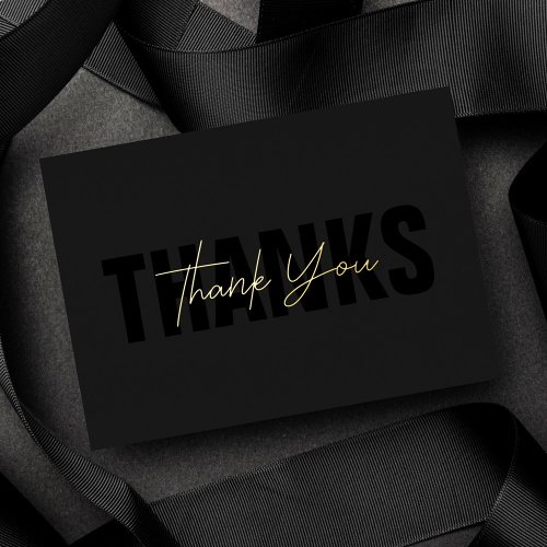 Personalized Minimal Modern Classy Black Thank You Foil Holiday Card