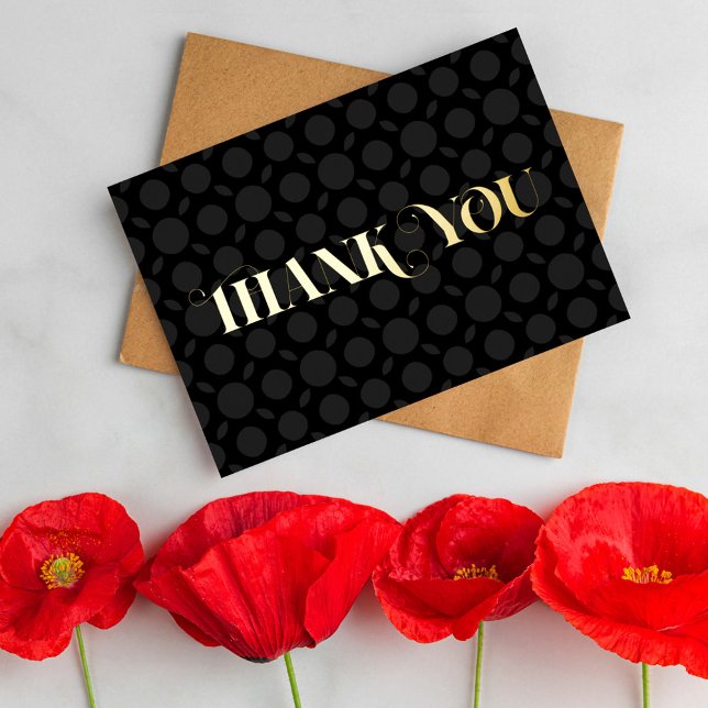 Personalized Minimal Modern Classy Black Thank You Foil Holiday Card (Creator Uploaded)