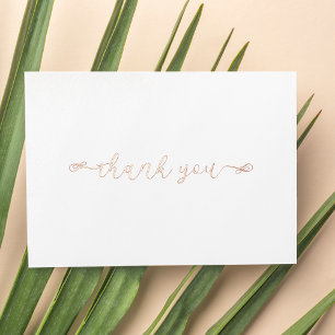 Personalized Minimal Modern Script White Thank You Foil Holiday Card