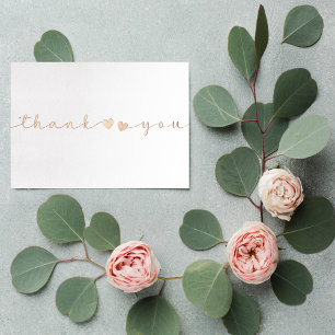 Personalized Minimal Modern Script White Thank You Foil Holiday Card