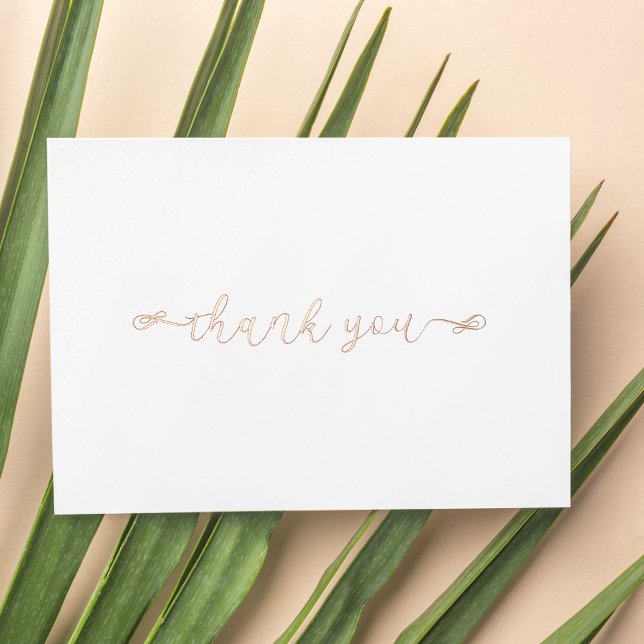 Personalized Minimal Modern Script White Thank You Foil Holiday Card (Creator Uploaded)