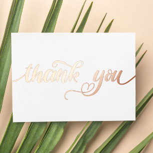 Personalized Minimal Modern Script White Thank You Foil Holiday Card