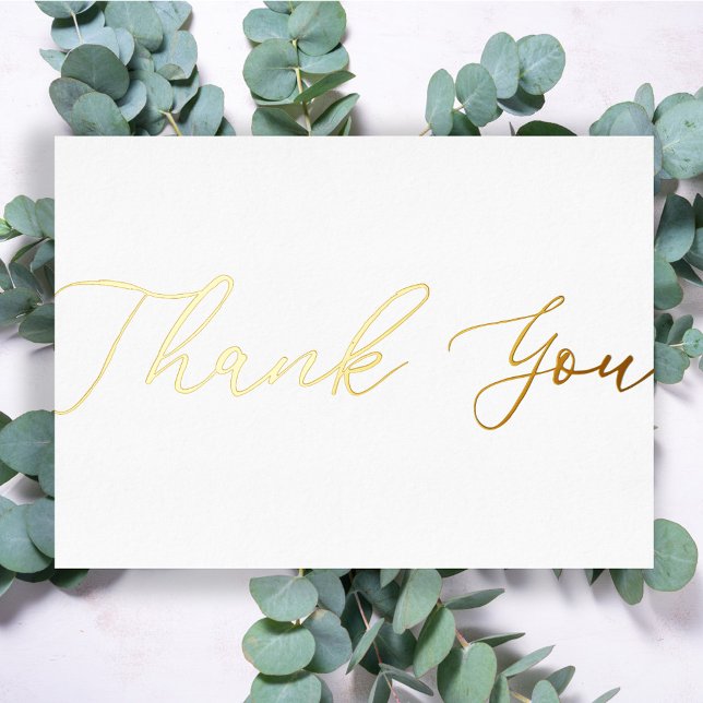 Personalized Minimal Modern Script White Thank You Foil Holiday Card (Creator Uploaded)