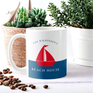 Personalized minimal nautical summer house coffee mug