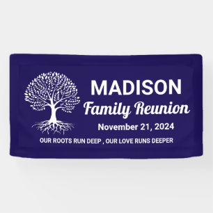 personalized minimal navy blue family reunion banner