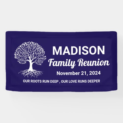 personalized minimal navy blue family reunion