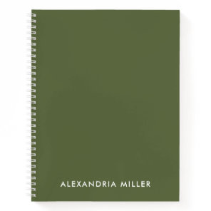 Personalized Minimal Olive Monogram Spiral Notebook