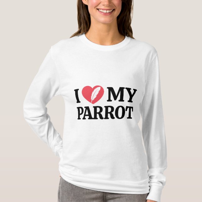 Personalized Minimal Parrot Love Typography T-Shirt (Front)