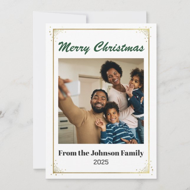Personalized Minimal Photo Christmas Card 5x7 (Front)