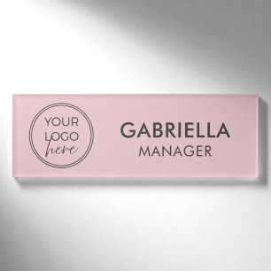 Personalized Minimal Pink Business Logo Name Tag