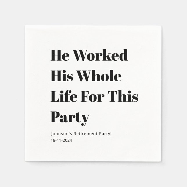 Personalized Minimal White Funny Retirement party  Napkins (Front)