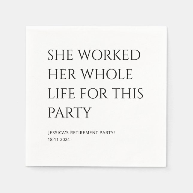 Personalized Minimal White Funny Retirement party  Napkins (Front)