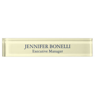 Personalized minimalist add your name cream color desk name plate