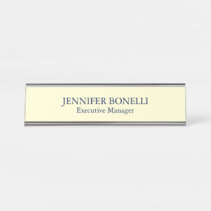 Personalized minimalist add your name cream color desk name plate