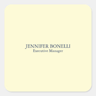 Personalized minimalist add your name cream color square sticker