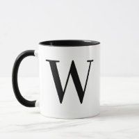 Personalized Minimalist Black Monogram Letter W