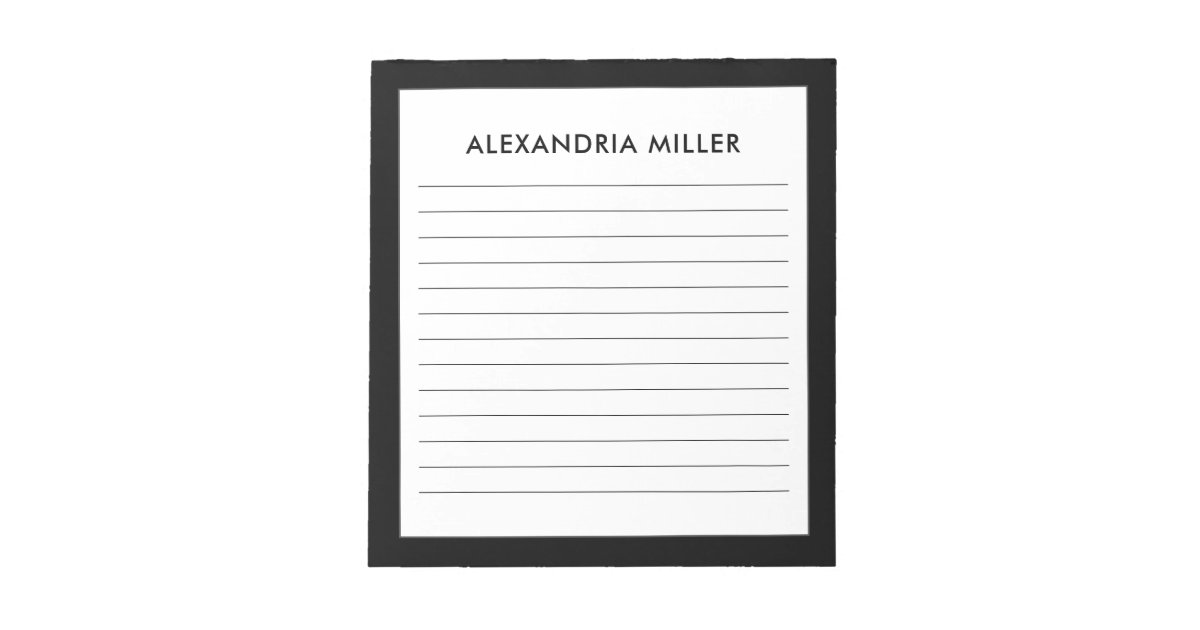 Personalized Minimalist Black Monogram Name Lined Notepad | Zazzle