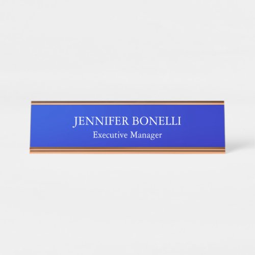 Personalized minimalist blue add your name desk name plate