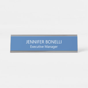 Personalized minimalist blue add your name desk name plate