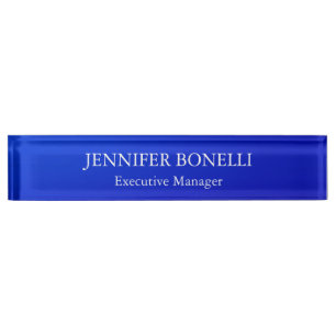 Personalized minimalist blue add your name desk name plate