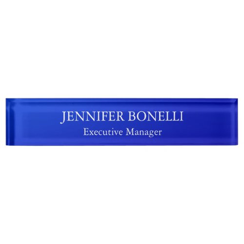 Personalized minimalist blue add your name desk name plate