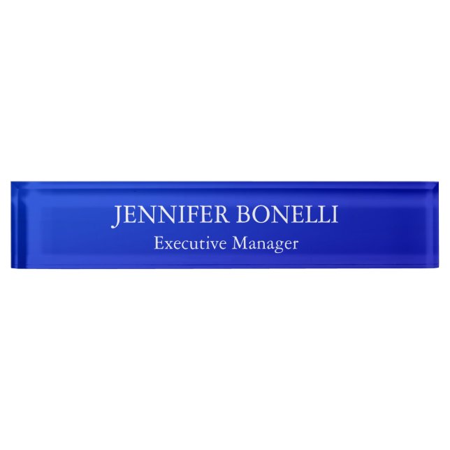 Personalized minimalist blue add your name desk name plate (Front)