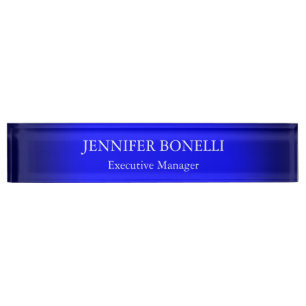 Personalized minimalist blue add your name desk name plate