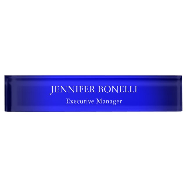 Personalized minimalist blue add your name desk name plate (Front)