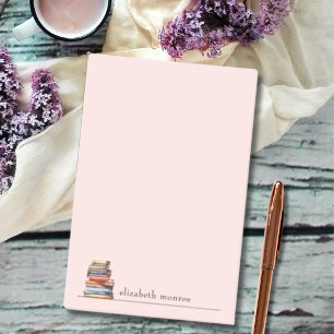 Personalized Minimalist Blush Pink Book Lovers Post-it Notes