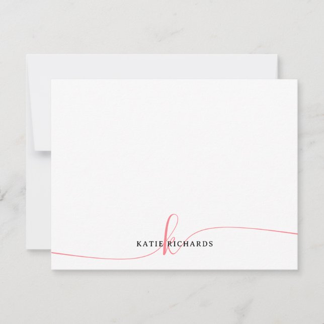 Personalized Minimalist Blush Pink Note Card (Front)