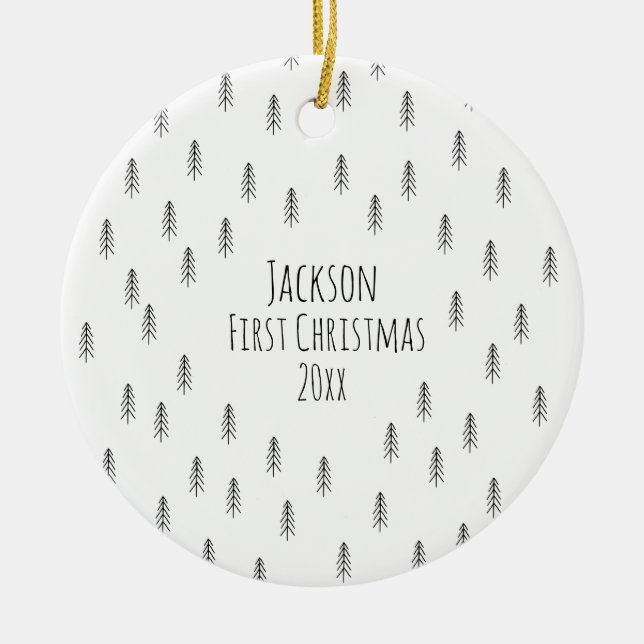 Personalized Minimalist Boho Baby Ornament (Front)