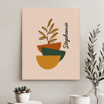 Personalized Minimalist Botanical Faux Canvas Print<br><div class="desc">Enhance your space with this personalized minimalist botanical canvas print, featuring abstract half circles in warm tones and a delicate plant motif. Perfect for adding a touch of natural elegance to any home or office, this customizable artwork makes a thoughtful gift or unique décor piece. Personalize with a name or...</div>