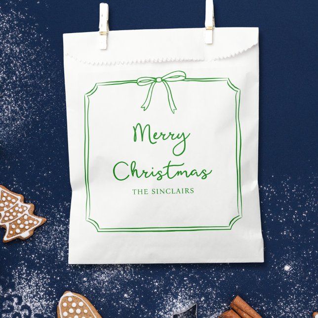 Personalized Minimalist Bow Design Christmas Party Favor Bag (Spread holiday cheer with this custom Christmas gift bag—perfect for treats and small gifts!)