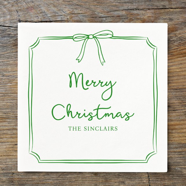 Personalized Minimalist Bow Design Christmas Party Napkins (Creator Uploaded)