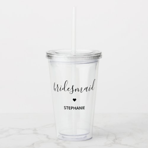 Personalized Minimalist Bridesmaid Custom Gifts Acrylic Tumbler