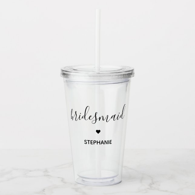 Personalized Minimalist Bridesmaid Custom Gifts Acrylic Tumbler (Front)