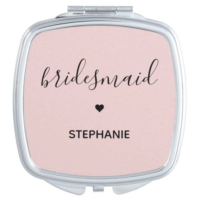 Personalized Minimalist Bridesmaid Custom Gifts Compact Mirror (Front)
