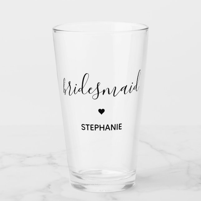 Personalized Minimalist Bridesmaid Custom Gifts Glass (Front)