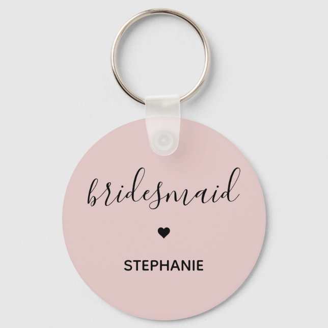 Personalized Minimalist Bridesmaid Custom Gifts Keychain (Front)