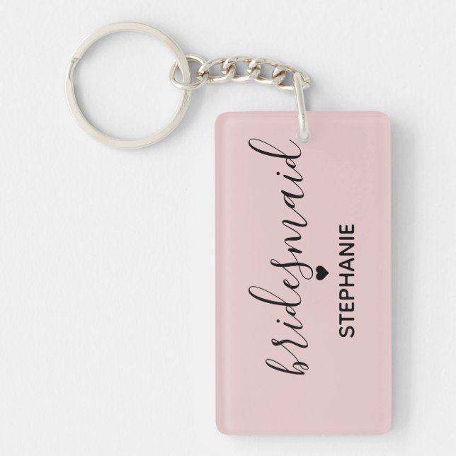 Personalized Minimalist Bridesmaid Custom Gifts Keychain (Front)