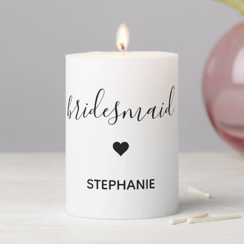 Personalized Minimalist Bridesmaid Custom Gifts Pillar Candle
