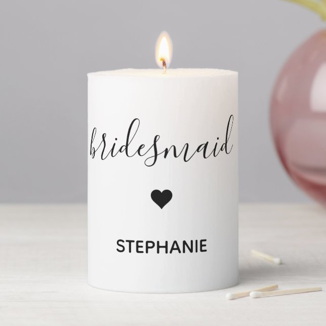 Personalized Minimalist Bridesmaid Custom Gifts Pillar Candle (In Situ)