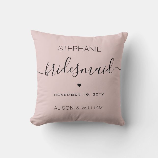 Personalized Minimalist Bridesmaid Custom Gifts Throw Pillow (Front)