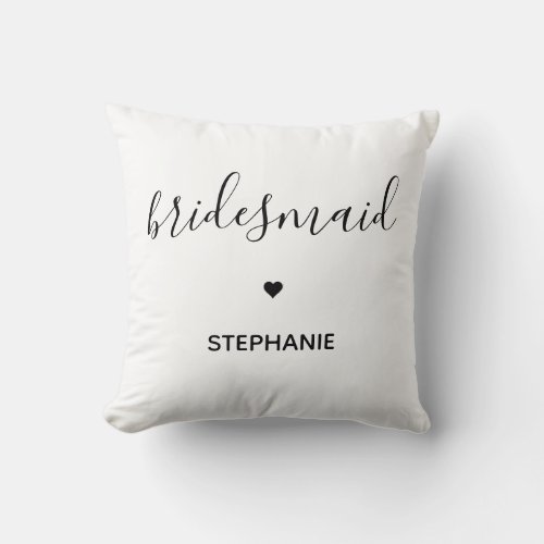 Personalized Minimalist Bridesmaid Custom Gifts Throw Pillow