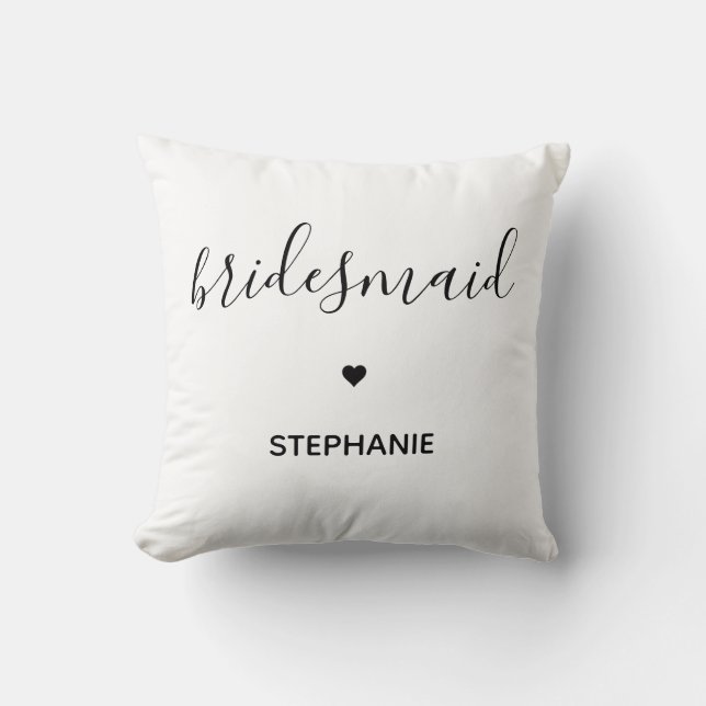 Personalized Minimalist Bridesmaid Custom Gifts Throw Pillow (Front)